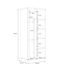 Kleiderschrank >WINNIE< in Sonoma Eiche / Weiss - 79,9x188,6x52,7cm (BxHxT)
