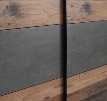 Kleiderschrank >WINNIE< in Old Wood Vintage / Betonoptik Dunkelgrau - 170,3 x 190,5 x 61,2 cm