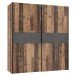 Kleiderschrank >WINNIE< in Old Wood Vintage / Betonoptik Dunkelgrau - 170,3 x 190,5 x 61,2 cm