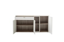 Sideboard >SANTERNO< 3 Türen, 1 Schub, Soft withe / Eiche Dekor - 168x85x44 (BxHxT)