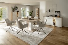 Sideboard >SANTERNO< 3 Türen, 1 Schub, Soft withe / Eiche Dekor - 168x85x44 (BxHxT)