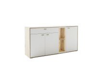 Sideboard >SANTERNO< 3 Türen, 1 Schub, Soft withe / Eiche Dekor - 168x85x44 (BxHxT)
