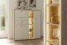 Highboard >SANTERNO< 2 Türen, 2 Schübe, Fächer, Soft withe / Eiche Dekor - 124x133x37 BxHxT