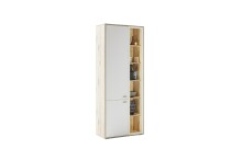 Stauraumvitrine >SANTERNO< 2 Türen, 12 Fächer, Soft withe/ Viking Eiche Dekor - 78x197x37 (BxHxT)