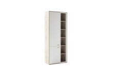 Stauraumvitrine >SANTERNO< 2 Türen, 12 Fächer, Soft withe/ Viking Eiche Dekor - 78x197x37 (BxHxT)