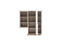 Highboard >SANTERNO< 2 Türen, in Soft withe / Viking Eiche Dekor - 124x140x37 (BxHxT)