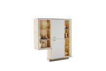 Highboard >SANTERNO< 2 Türen, in Soft withe / Viking Eiche Dekor - 124x140x37 (BxHxT)