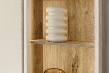 Highboard >SANTERNO< 2 Türen, in Soft withe / Viking Eiche Dekor - 124x140x37 (BxHxT)