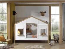 Hausbett >Hausbett< in Oak/Weiß, Holzwerkstoff - 210x170x97cm (BxHxT)