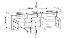 Wohnwand >Nature One< (3-teilig) Kernbuche teilmassiv - 320x170x45cm (BxHxT)