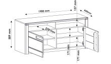 Wohnwand >Nature One< (3-teilig) Kernbuche teilmassiv - 260x170x45cm (BxHxT)