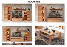 Wohnwand >Nature One< (4-teilig) Kernbuche teilmassiv - 350x203x45cm (BxHxT)