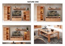 Wohnwand >Nature One< (3-teilig) Kernbuche teilmassiv - 320x203x45cm (BxHxT)