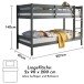 Etagenbett >Moritz< grau, inkl. 2x Rollrost, Kiefer teilmassiv - 97x140x207cm (BxHxT)