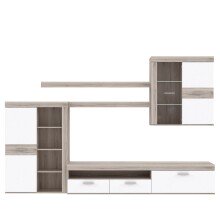 Wohnwand >ZUMBA< in Sandeiche / Weiss - 300x200,9x41cm (BxHxT)