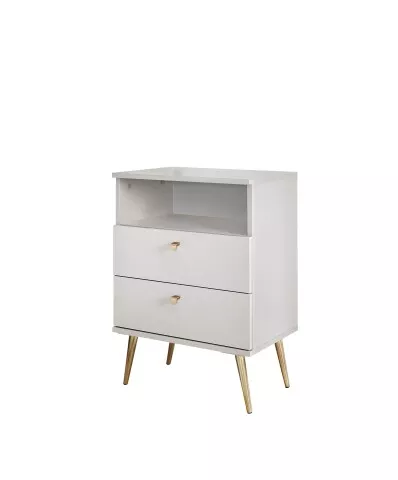 Nachtkommode >Laila< in Weiß, Melamin - 50x70x34cm (BxHxT)