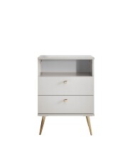 Nachtkommode >Laila< in Weiß, Melamin - 50x70x34cm (BxHxT)