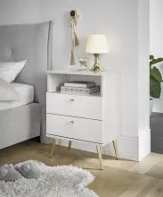 Nachtkommode >Laila< in Weiß, Melamin - 50x70x34cm (BxHxT)