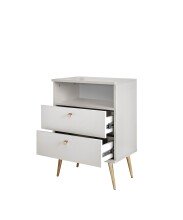 Nachtkommode >Laila< in Weiß, Melamin - 50x70x34cm (BxHxT)