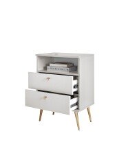 Nachtkommode >Laila< in Weiß, Melamin - 50x70x34cm (BxHxT)