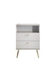 Nachtkommode >Laila< in Weiß, Melamin - 50x70x34cm (BxHxT)