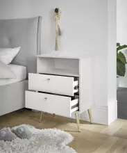 Nachtkommode >Laila< in Weiß, Melamin - 50x70x34cm (BxHxT)