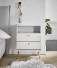 Nachtkommode >Laila< in Weiß, Melamin - 50x70x34cm (BxHxT)