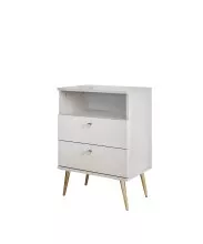 Nachtkommode >Laila< in Weiß, Melamin - 50x70x34cm (BxHxT)