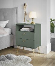 Nachtkommode >Laila< in Tannengrün, Melamin - 50x70x34cm (BxHxT)