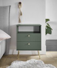 Nachtkommode >Laila< in Tannengrün, Melamin - 50x70x34cm (BxHxT)