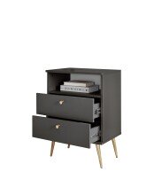 Nachtkommode >Laila< in Graphit, Melamin - 50x70x34cm (BxHxT)