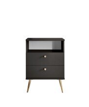 Nachtkommode >Laila< in Graphit, Melamin - 50x70x34cm (BxHxT)