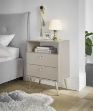 Nachtkommode >Laila< in Beige, Melamin - 50x70x34cm...