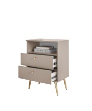 Nachtkommode >Laila< in Beige, Melamin - 50x70x34cm (BxHxT)