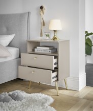 Nachtkommode >Laila< in Beige, Melamin - 50x70x34cm (BxHxT)