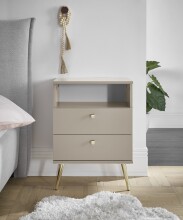 Nachtkommode >Laila< in Beige, Melamin - 50x70x34cm (BxHxT)