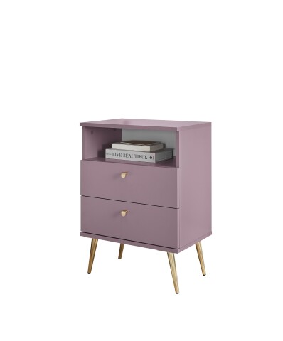 Nachtkommode >Laila< in Pflaume, Melamin - 50x70x34cm (BxHxT)