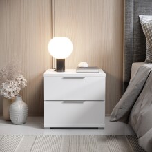 Nachtkommode >Smilla< in Weiß, Melamin - 46x43x42cm (BxHxT)