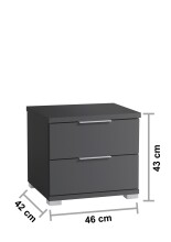 Nachtkommode >Smilla< in Graphit, Melamin - 46x43x42cm (BxHxT)