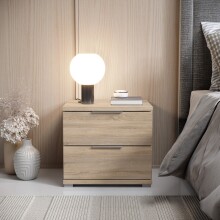 Nachtkommode >Smilla< in Eiche Sonoma, Melamin - 46x43x42cm (BxHxT)