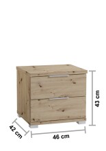 Nachtkommode >Smilla< in Artisan Eiche, Melamin - 46x43x42cm (BxHxT)
