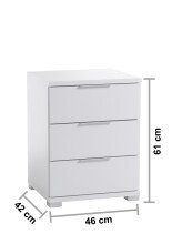 Nachtkommode >Smilla< in Weiß, Melamin - 46x61x42cm (BxHxT)