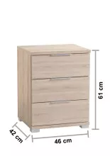 Nachtkommode >Smilla< in Eiche Sonoma, Melamin - 46x61x42cm (BxHxT)