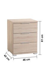 Nachtkommode >Smilla< in Eiche Sonoma, Melamin - 46x61x42cm (BxHxT)