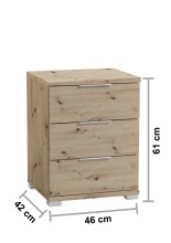 Nachtkommode >Smilla< in Artisan Eiche, Melamin - 46x61x42cm (BxHxT)