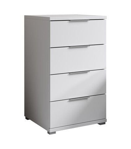 Nachtkommode >Smilla< in Weiß, Melamin - 46x79x42cm (BxHxT)