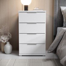 Nachtkommode >Smilla< in Weiß, Melamin - 46x79x42cm (BxHxT)