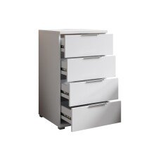 Nachtkommode >Smilla< in Weiß, Melamin - 46x79x42cm (BxHxT)
