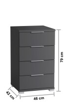 Nachtkommode >Smilla< in Graphit, Melamin - 46x79x42cm (BxHxT)