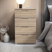 Nachtkommode >Smilla< in Eiche Sonoma, Melamin - 46x79x42cm (BxHxT)